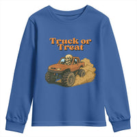 Truck Or Treat Skeleton Racing Youth Sweatshirt Funny Halloween Truck Lover - Wonder Print Shop