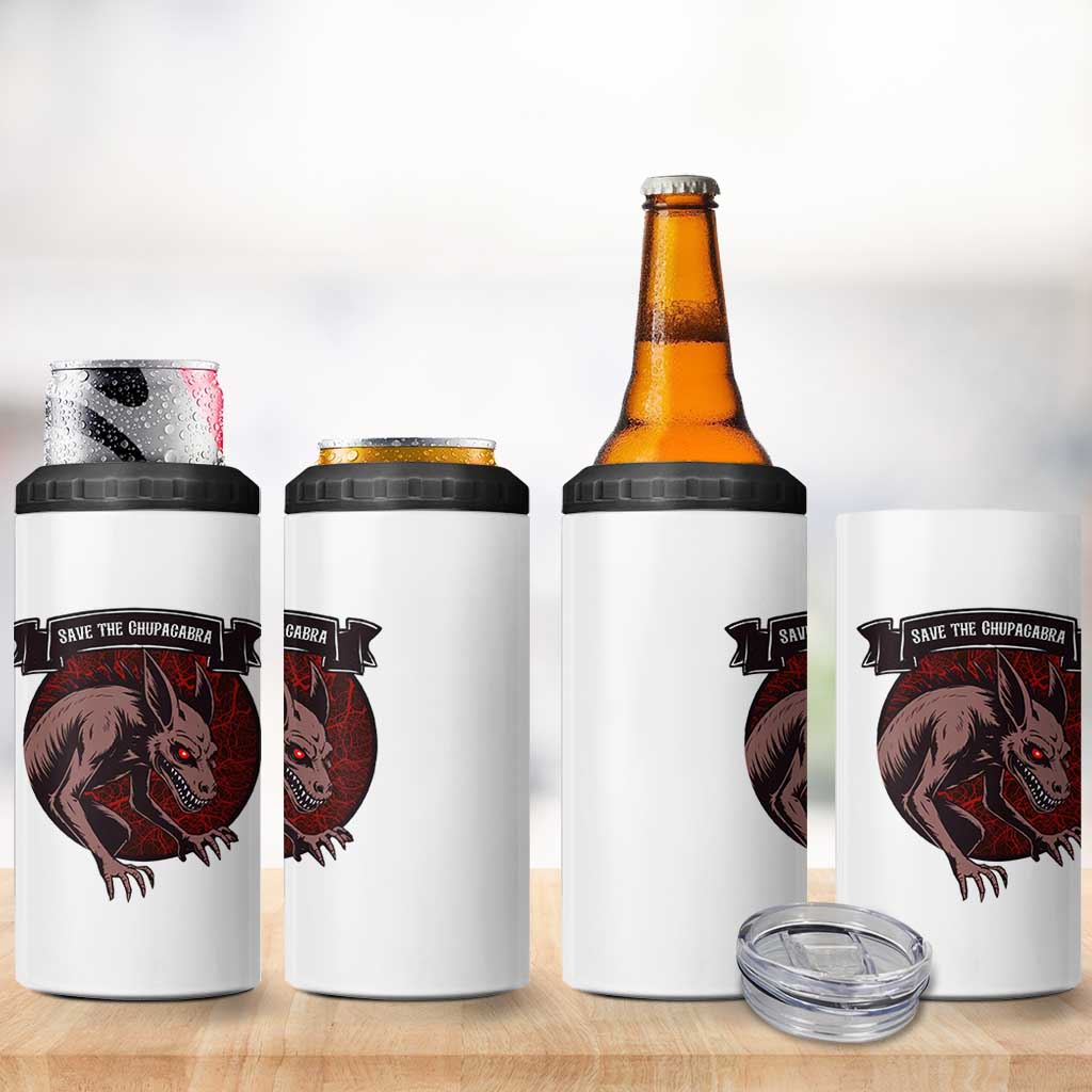 Chupacabra 4 in 1 Can Cooler Tumbler Gothic Horror Save The Cryptid Gift