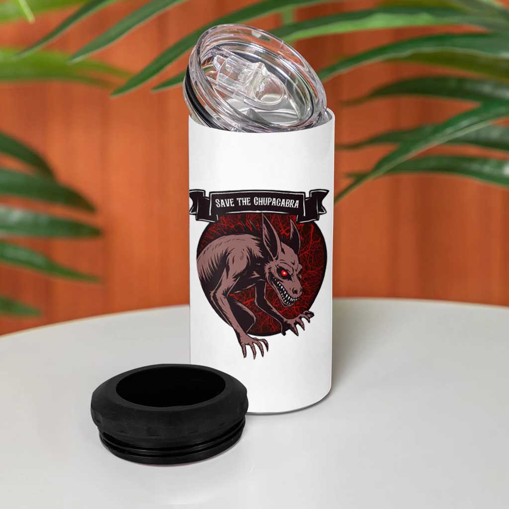 Chupacabra 4 in 1 Can Cooler Tumbler Gothic Horror Save The Cryptid Gift
