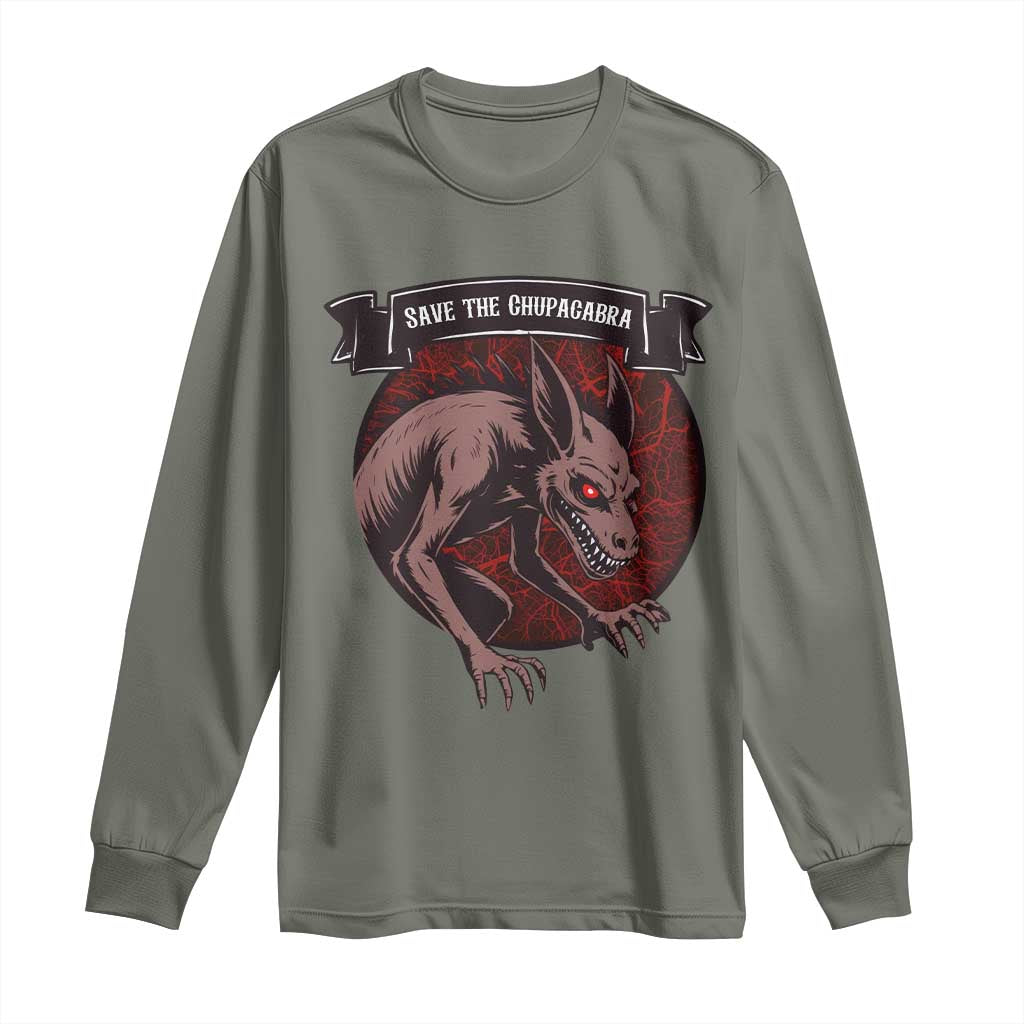 Chupacabra Long Sleeve Shirt Gothic Horror Save The Cryptid Gift - Wonder Print Shop