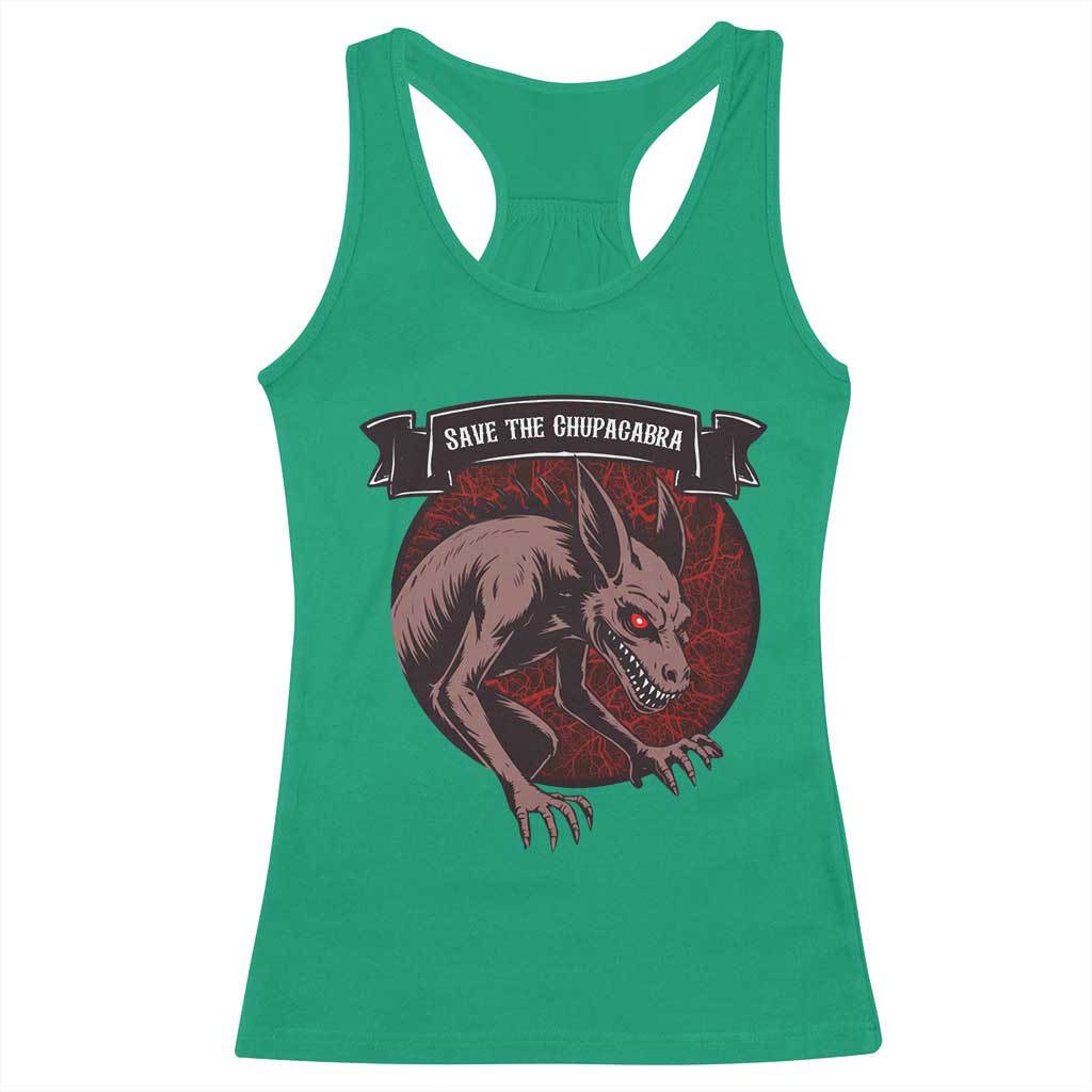 Chupacabra Racerback Tank Top Gothic Horror Save The Cryptid Gift - Wonder Print Shop