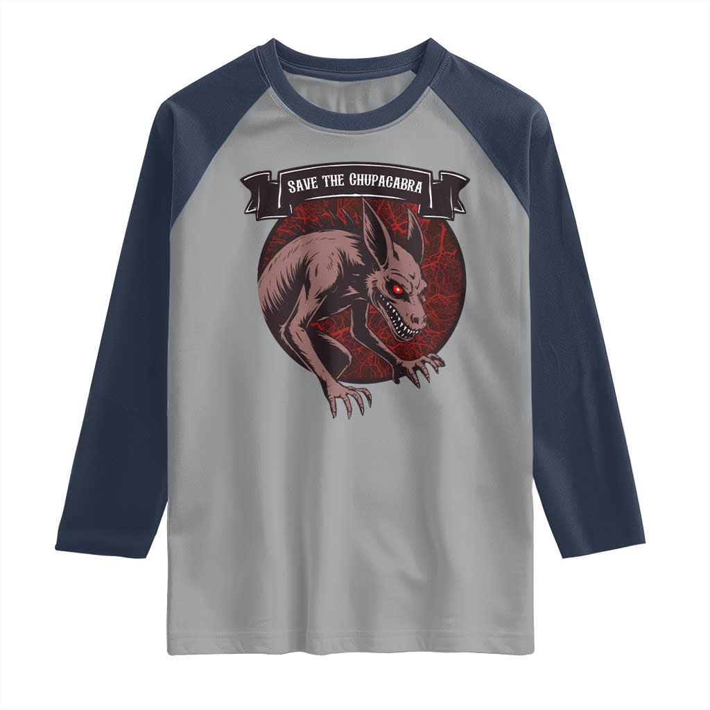 Chupacabra Raglan Shirt Gothic Horror Save The Cryptid Gift - Wonder Print Shop