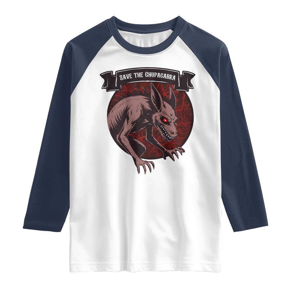 Chupacabra Raglan Shirt Gothic Horror Save The Cryptid Gift - Wonder Print Shop