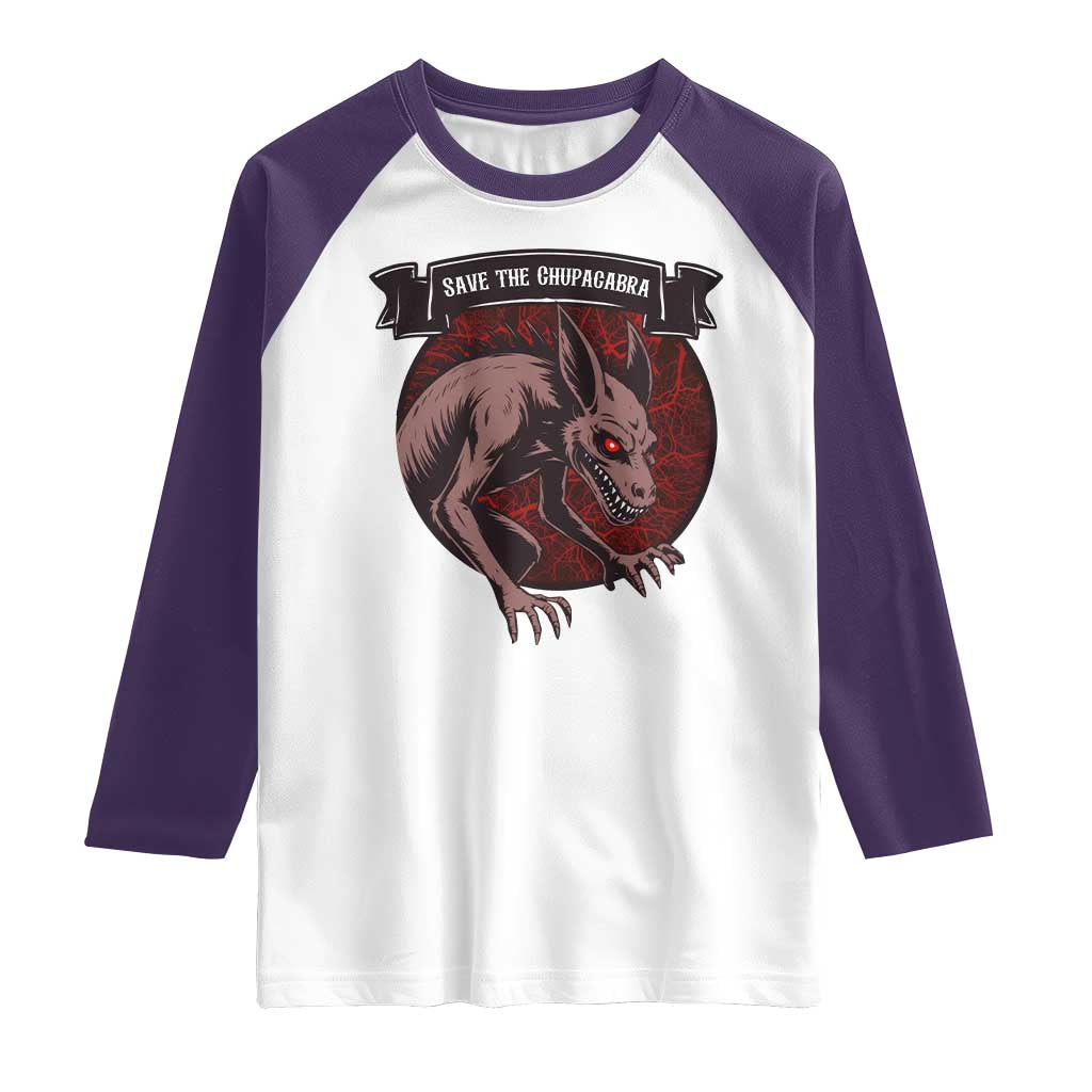 Chupacabra Raglan Shirt Gothic Horror Save The Cryptid Gift - Wonder Print Shop