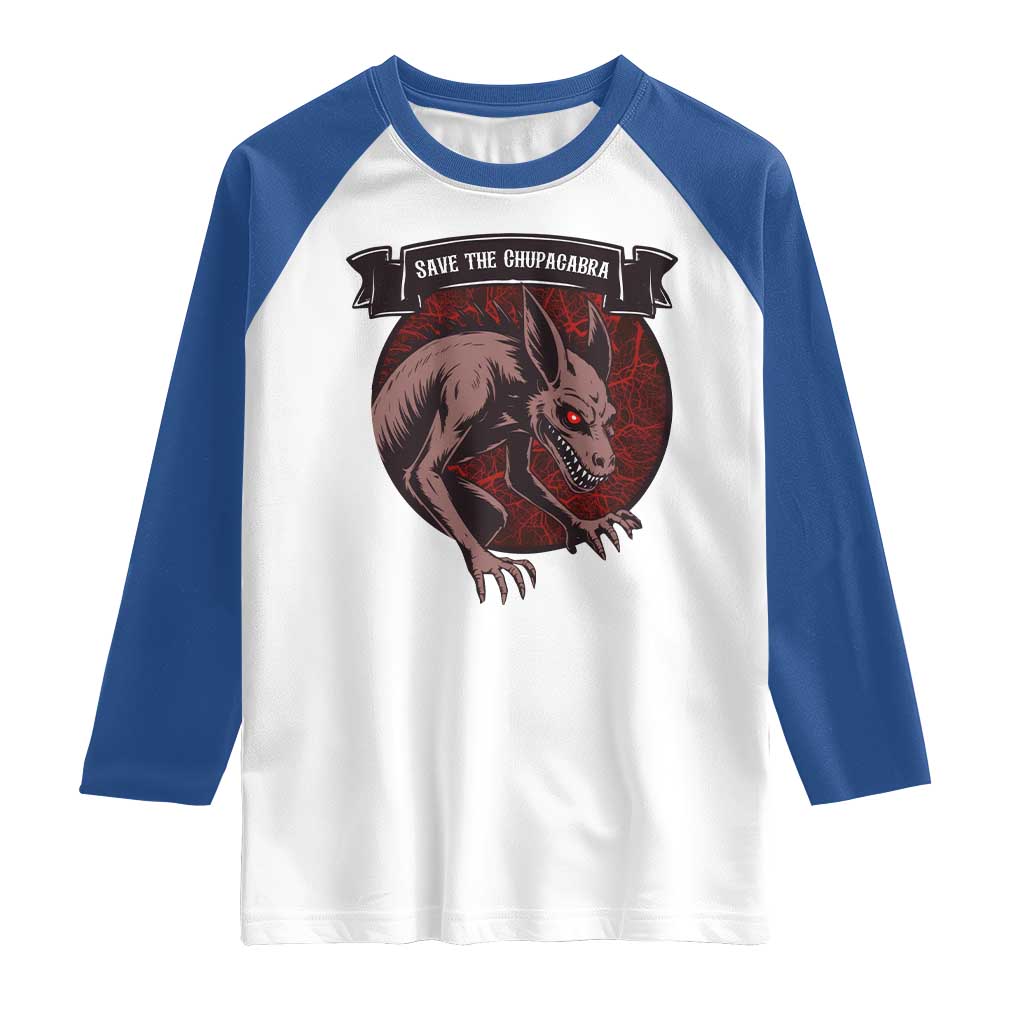Chupacabra Raglan Shirt Gothic Horror Save The Cryptid Gift - Wonder Print Shop