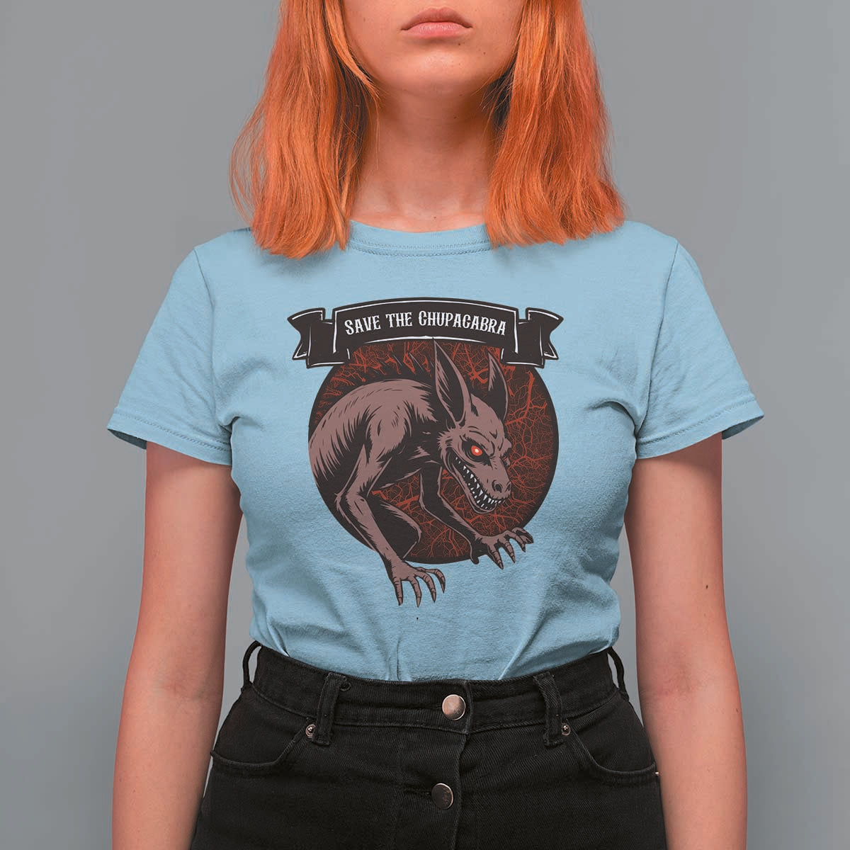 Chupacabra T Shirt For Women Gothic Horror Save The Cryptid Gift - Wonder Print Shop