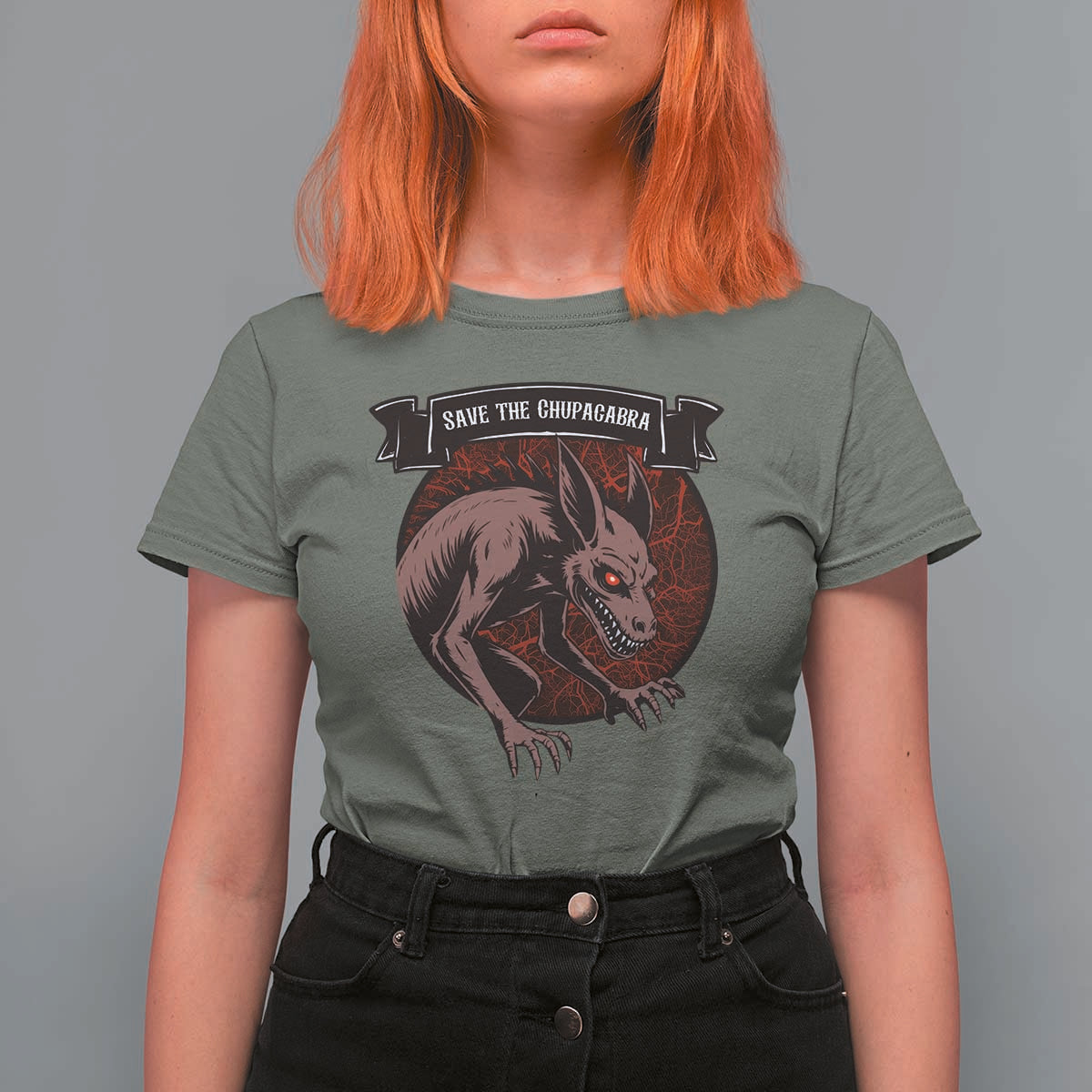 Chupacabra T Shirt For Women Gothic Horror Save The Cryptid Gift - Wonder Print Shop