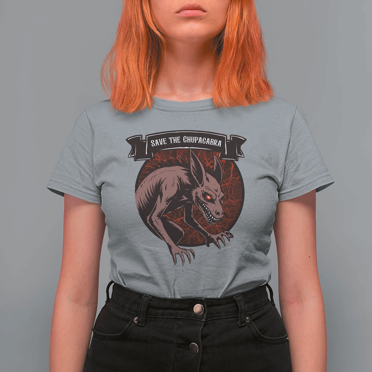 Chupacabra T Shirt For Women Gothic Horror Save The Cryptid Gift - Wonder Print Shop