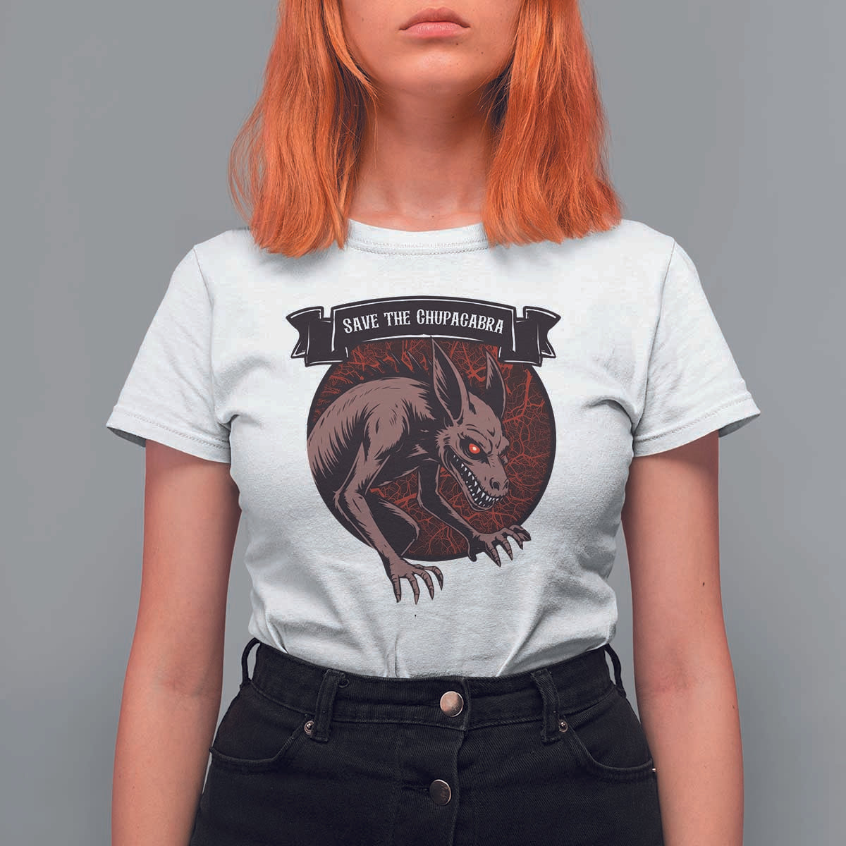 Chupacabra T Shirt For Women Gothic Horror Save The Cryptid Gift - Wonder Print Shop