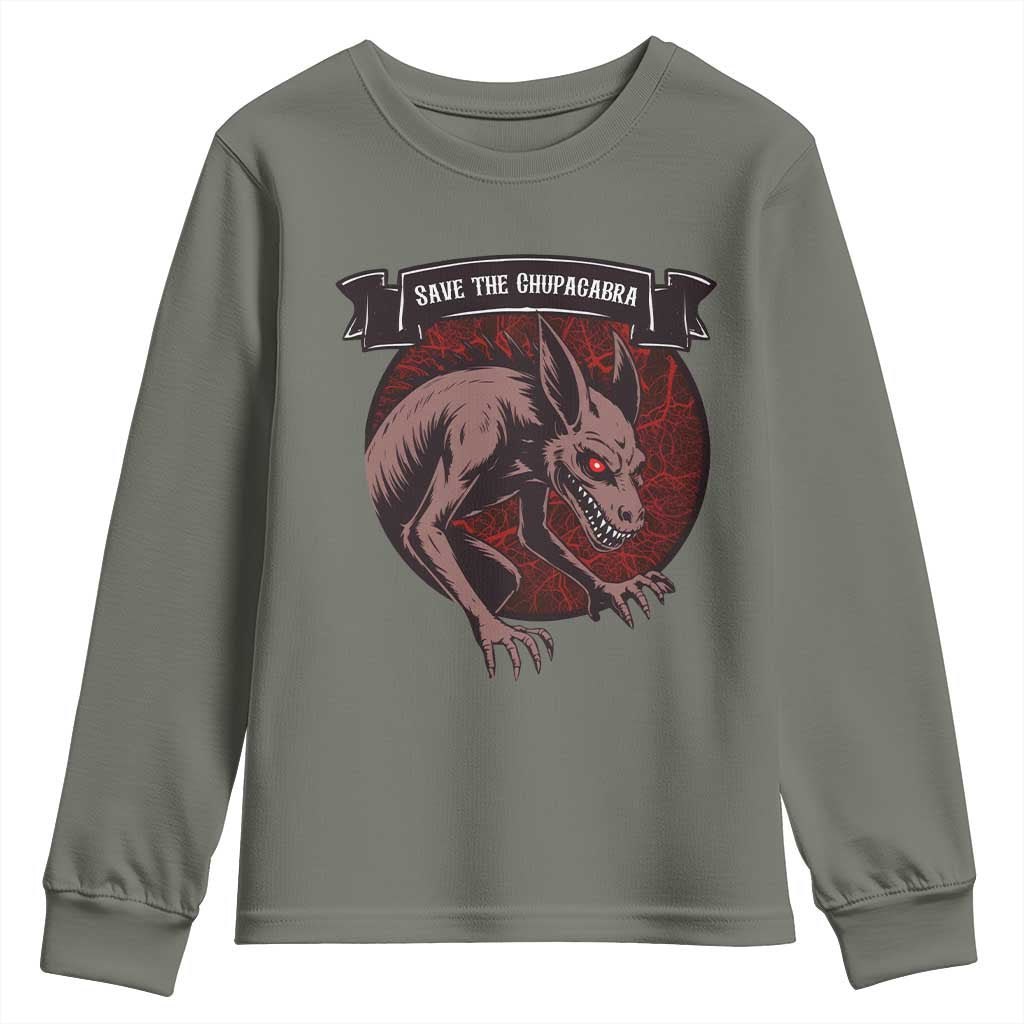 Chupacabra Youth Sweatshirt Gothic Horror Save The Cryptid Gift - Wonder Print Shop