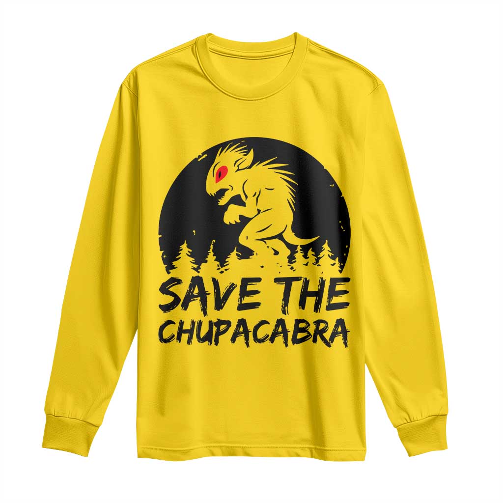 Chupacabra Long Sleeve Shirt Funny Cryptid Save The Goat Sucker Gift - Wonder Print Shop