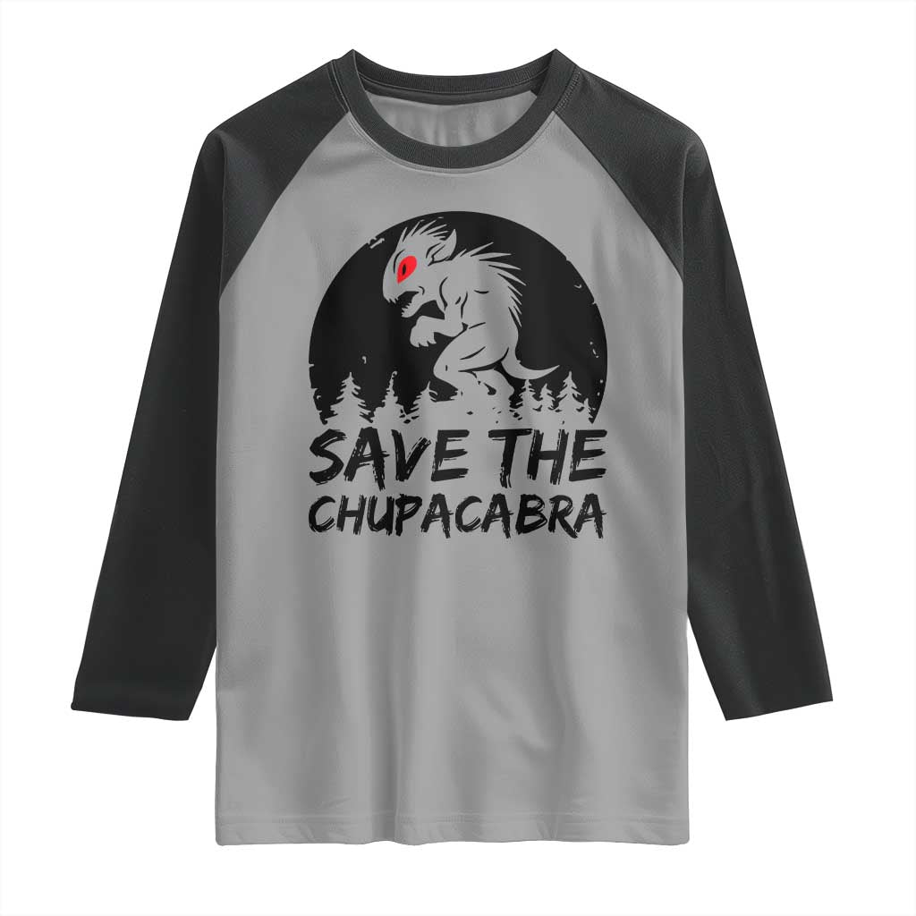 Chupacabra Raglan Shirt Funny Cryptid Save The Goat Sucker Gift - Wonder Print Shop