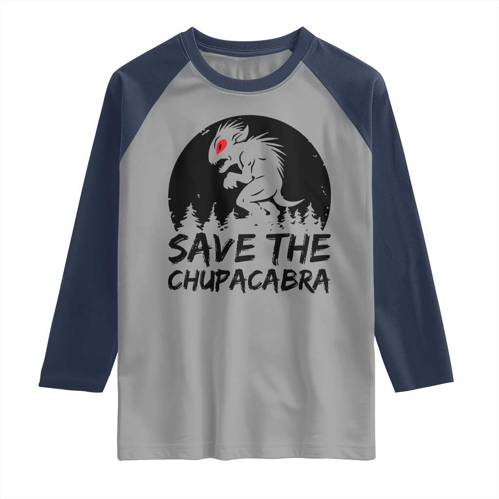 Chupacabra Raglan Shirt Funny Cryptid Save The Goat Sucker Gift - Wonder Print Shop