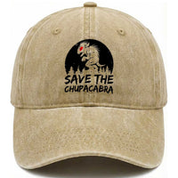 Chupacabra Washed Cotton Baseball Cap Funny Cryptid Save The Goat Sucker Gift