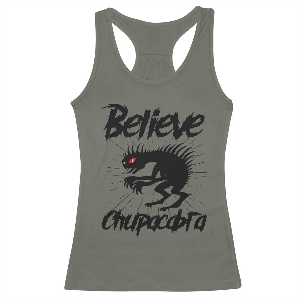 Urban Legends And Mystery Gift Racerback Tank Top Believe Chupacabra - Wonder Print Shop