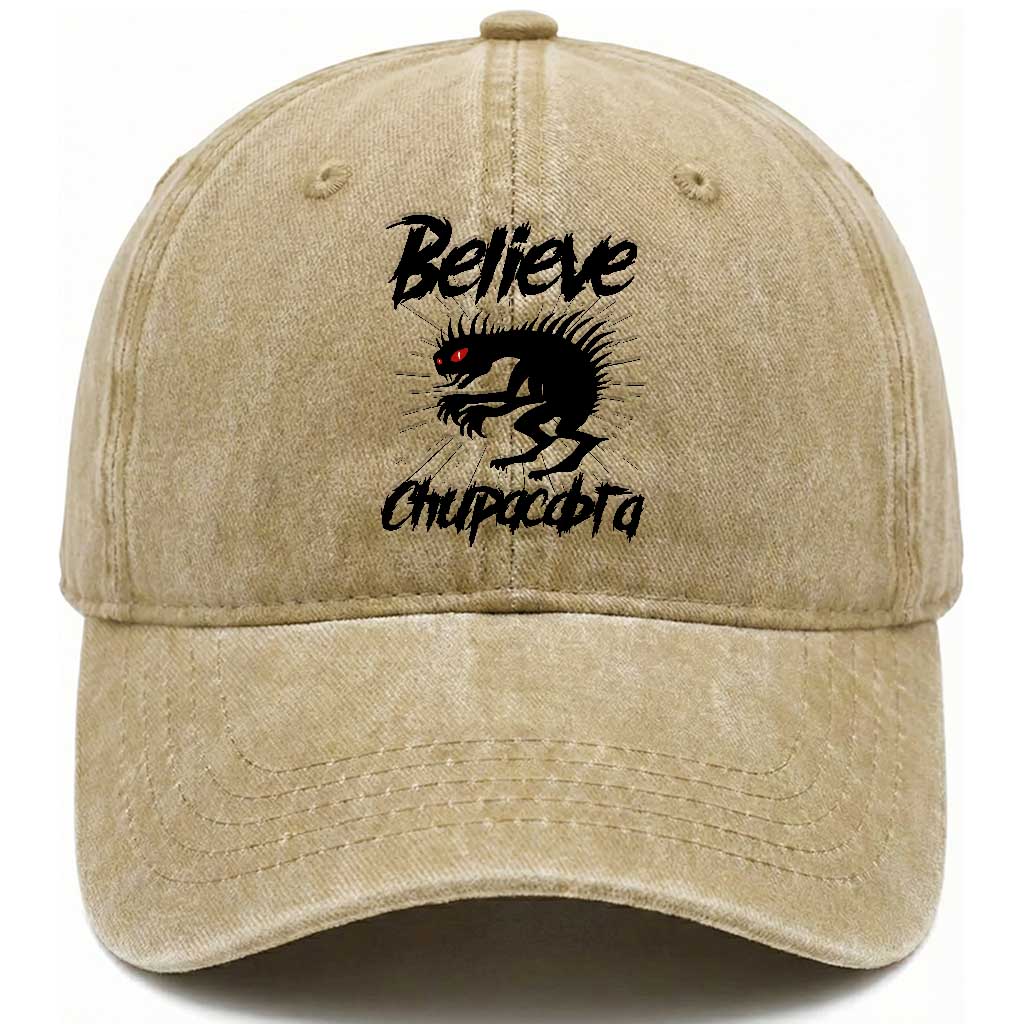 Urban Legends And Mystery Gift Washed Cotton Baseball Cap Believe Chupacabra