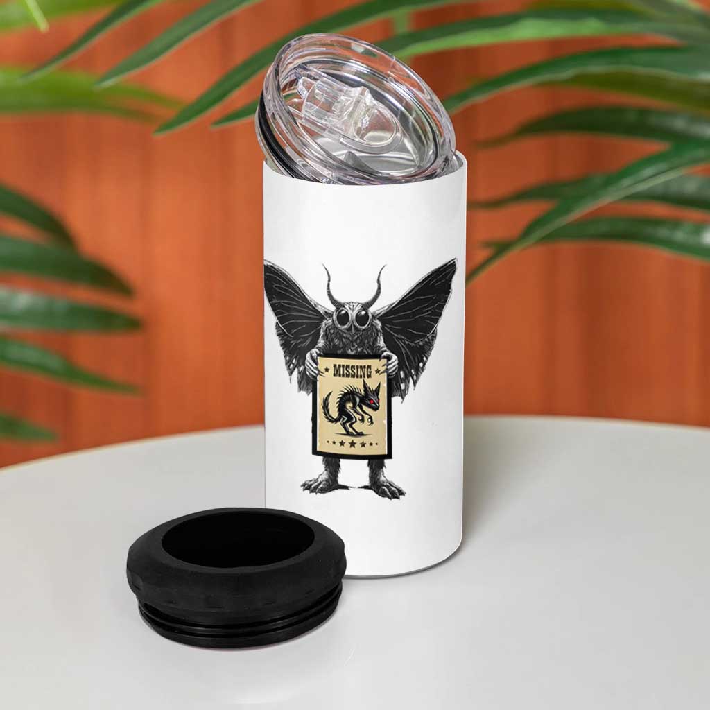 Mothman Missing Chupacabra 4 in 1 Can Cooler Tumbler Funny Cryptid Gift