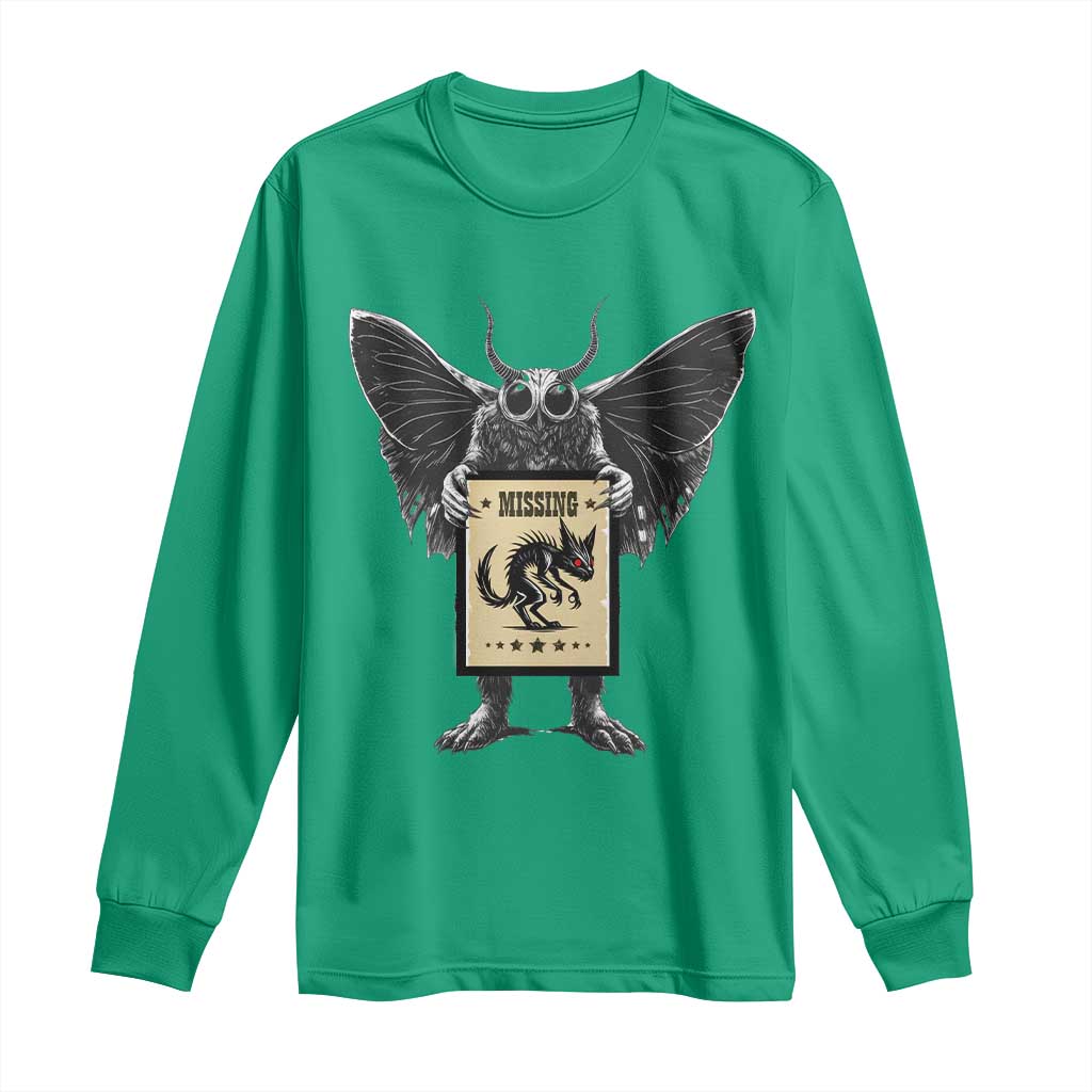 Mothman Missing Chupacabra Long Sleeve Shirt Funny Cryptid Gift - Wonder Print Shop