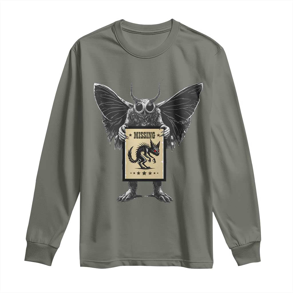 Mothman Missing Chupacabra Long Sleeve Shirt Funny Cryptid Gift - Wonder Print Shop