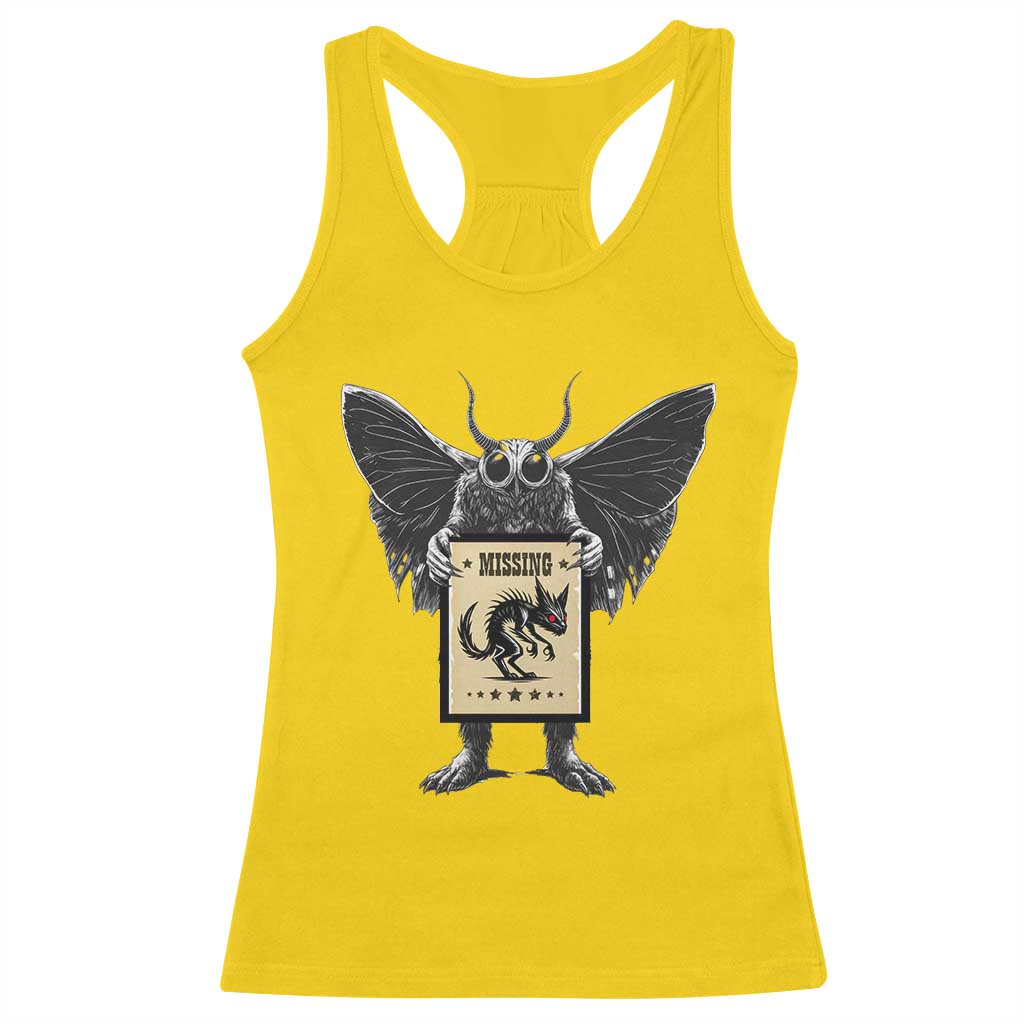 Mothman Missing Chupacabra Racerback Tank Top Funny Cryptid Gift - Wonder Print Shop