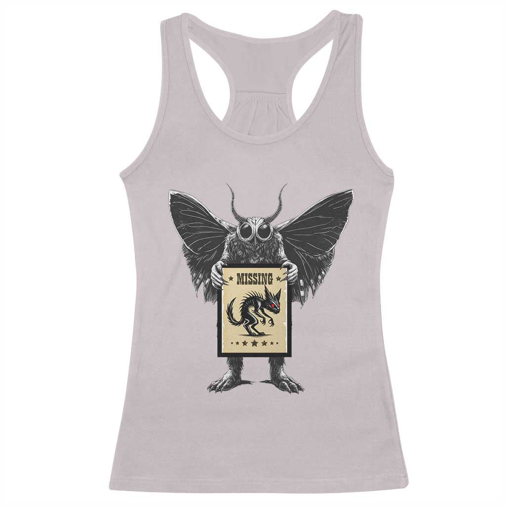 Mothman Missing Chupacabra Racerback Tank Top Funny Cryptid Gift - Wonder Print Shop