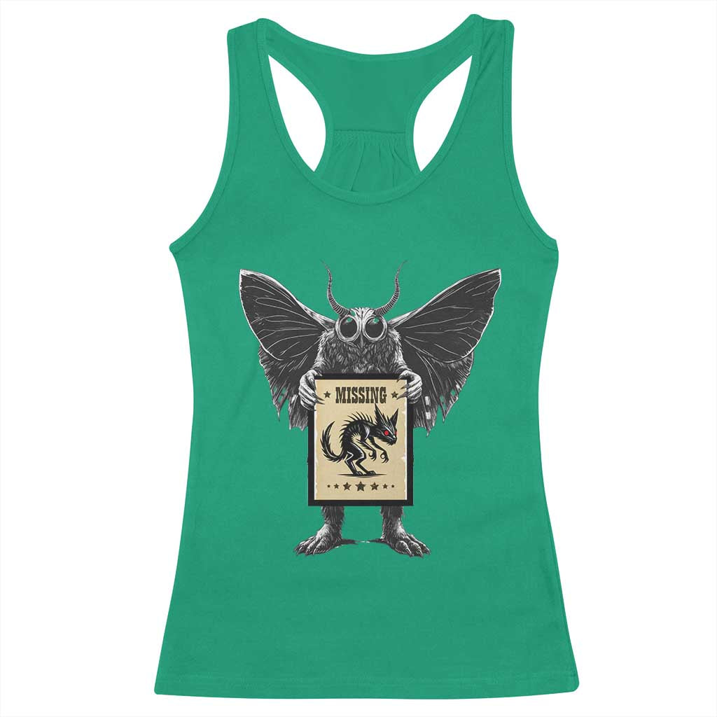 Mothman Missing Chupacabra Racerback Tank Top Funny Cryptid Gift - Wonder Print Shop
