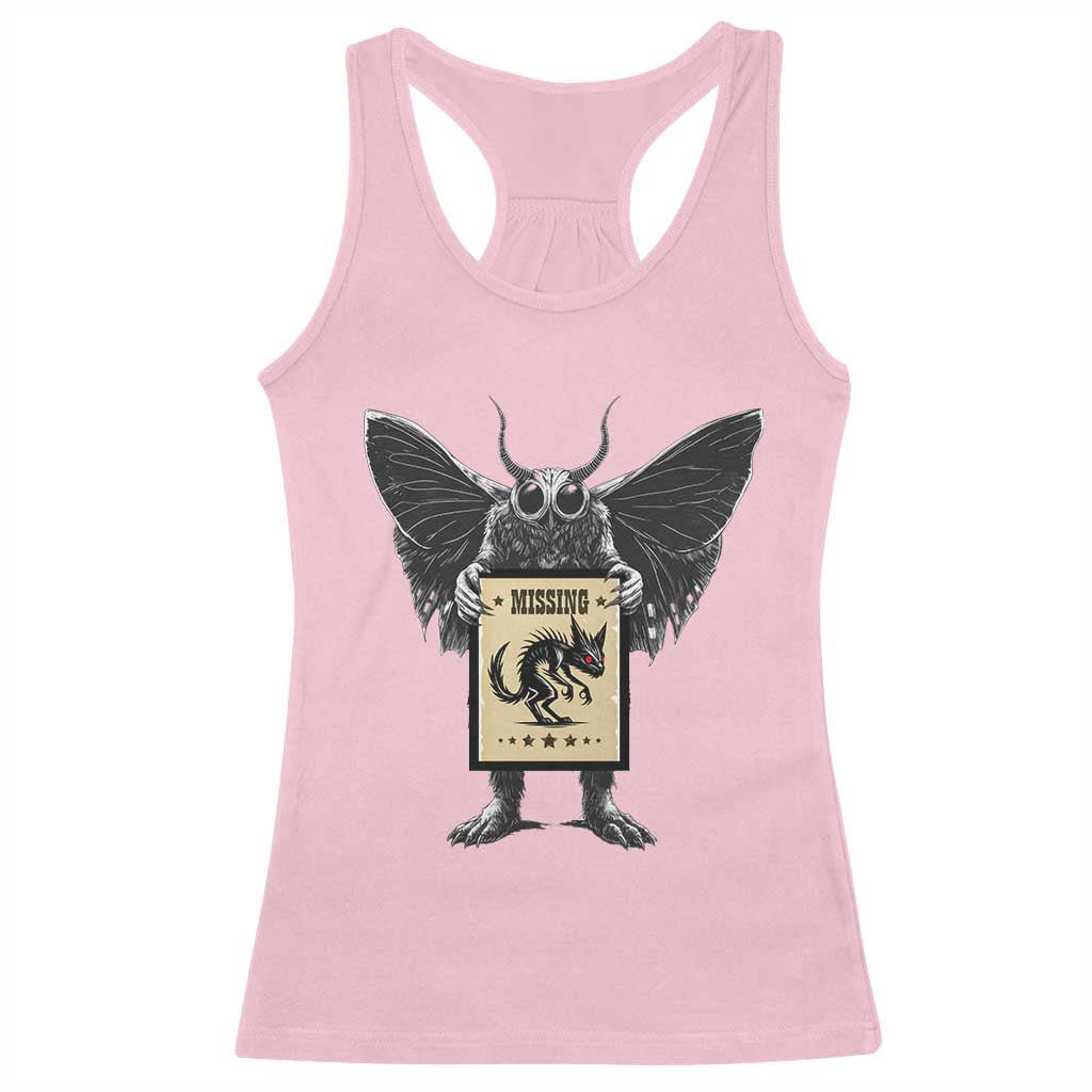 Mothman Missing Chupacabra Racerback Tank Top Funny Cryptid Gift - Wonder Print Shop