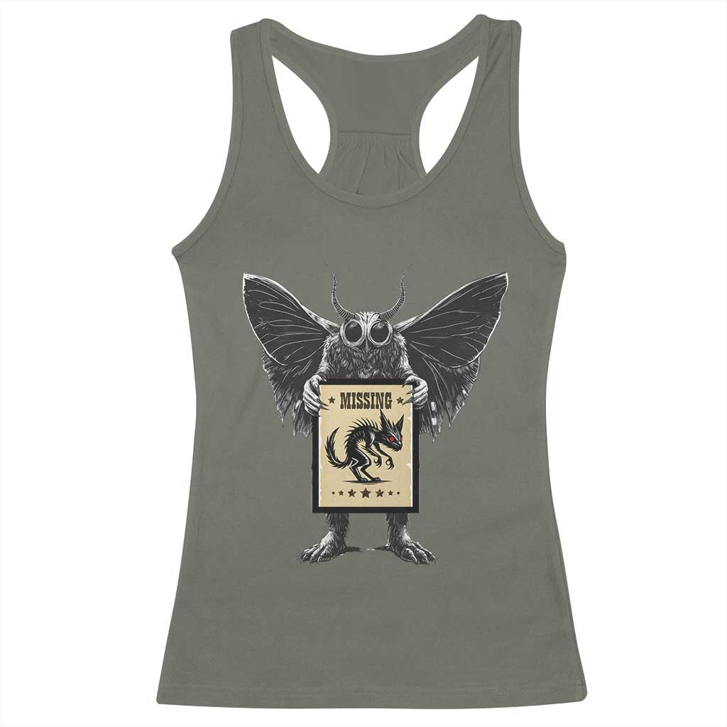 Mothman Missing Chupacabra Racerback Tank Top Funny Cryptid Gift - Wonder Print Shop