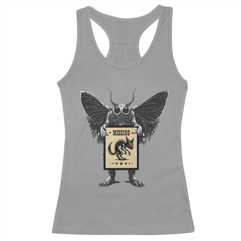 Mothman Missing Chupacabra Racerback Tank Top Funny Cryptid Gift - Wonder Print Shop