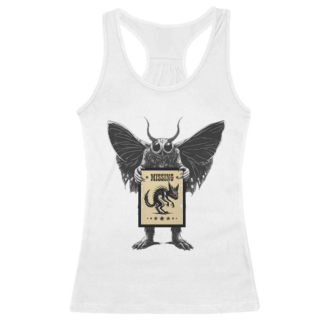 Mothman Missing Chupacabra Racerback Tank Top Funny Cryptid Gift - Wonder Print Shop