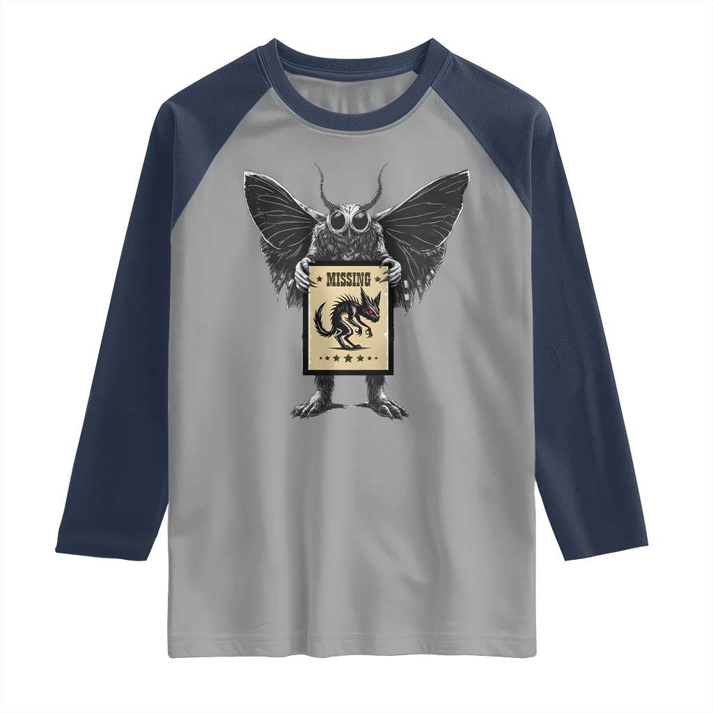 Mothman Missing Chupacabra Raglan Shirt Funny Cryptid Gift - Wonder Print Shop