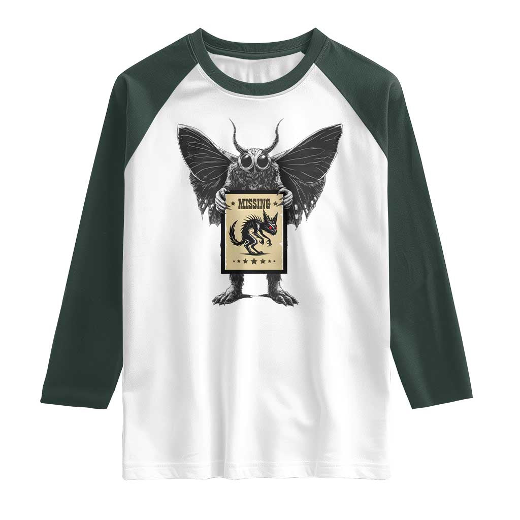 Mothman Missing Chupacabra Raglan Shirt Funny Cryptid Gift - Wonder Print Shop