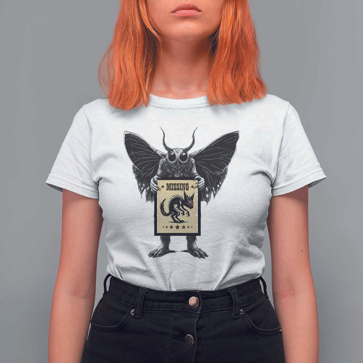 Mothman Missing Chupacabra T Shirt For Women Funny Cryptid Gift - Wonder Print Shop
