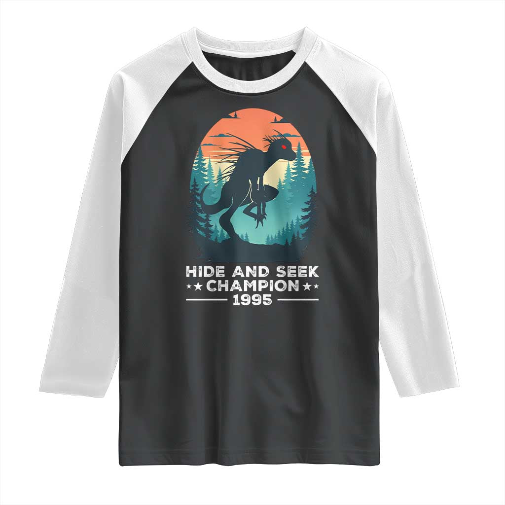 Chupacabra Raglan Shirt Gothic Humor Hide And Seek Champion Gift - Wonder Print Shop