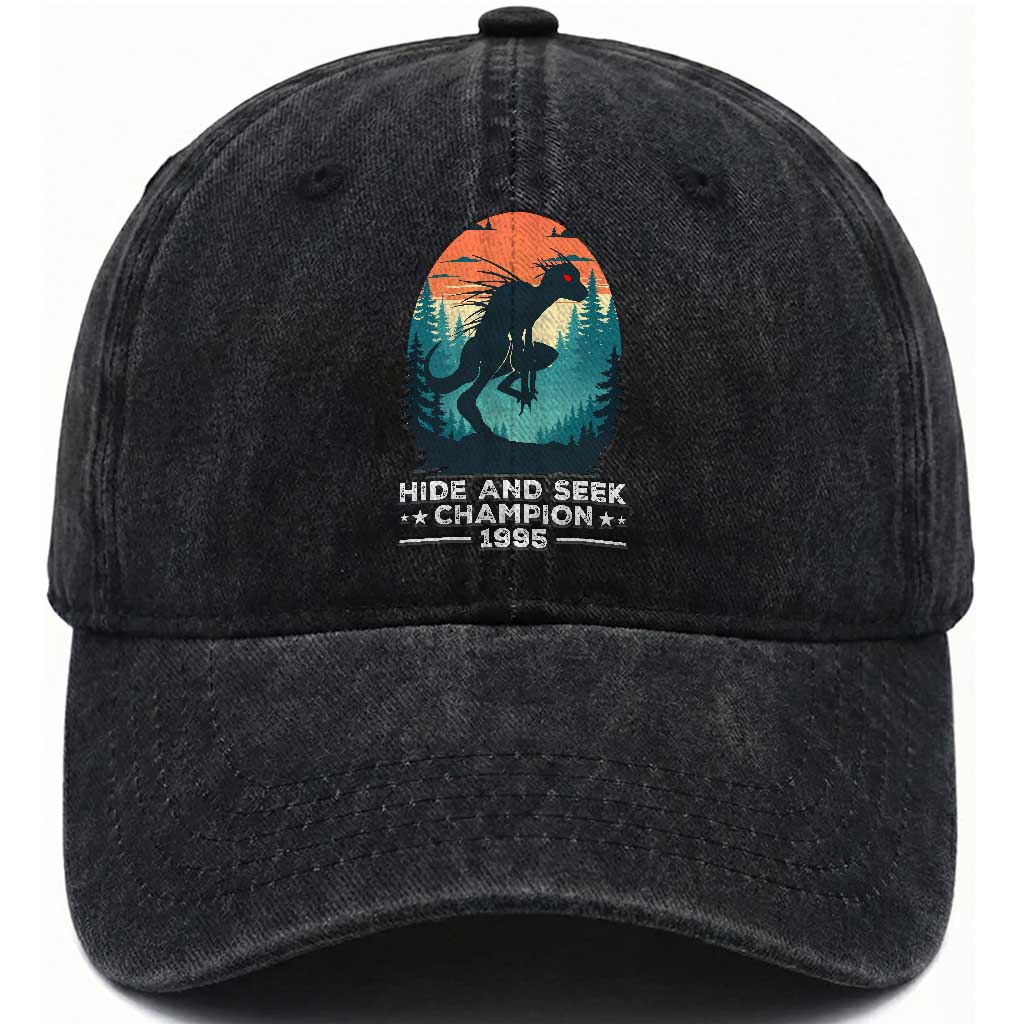 Chupacabra Washed Cotton Baseball Cap Gothic Humor Hide And Seek Champion Gift
