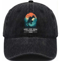 Chupacabra Washed Cotton Baseball Cap Gothic Humor Hide And Seek Champion Gift