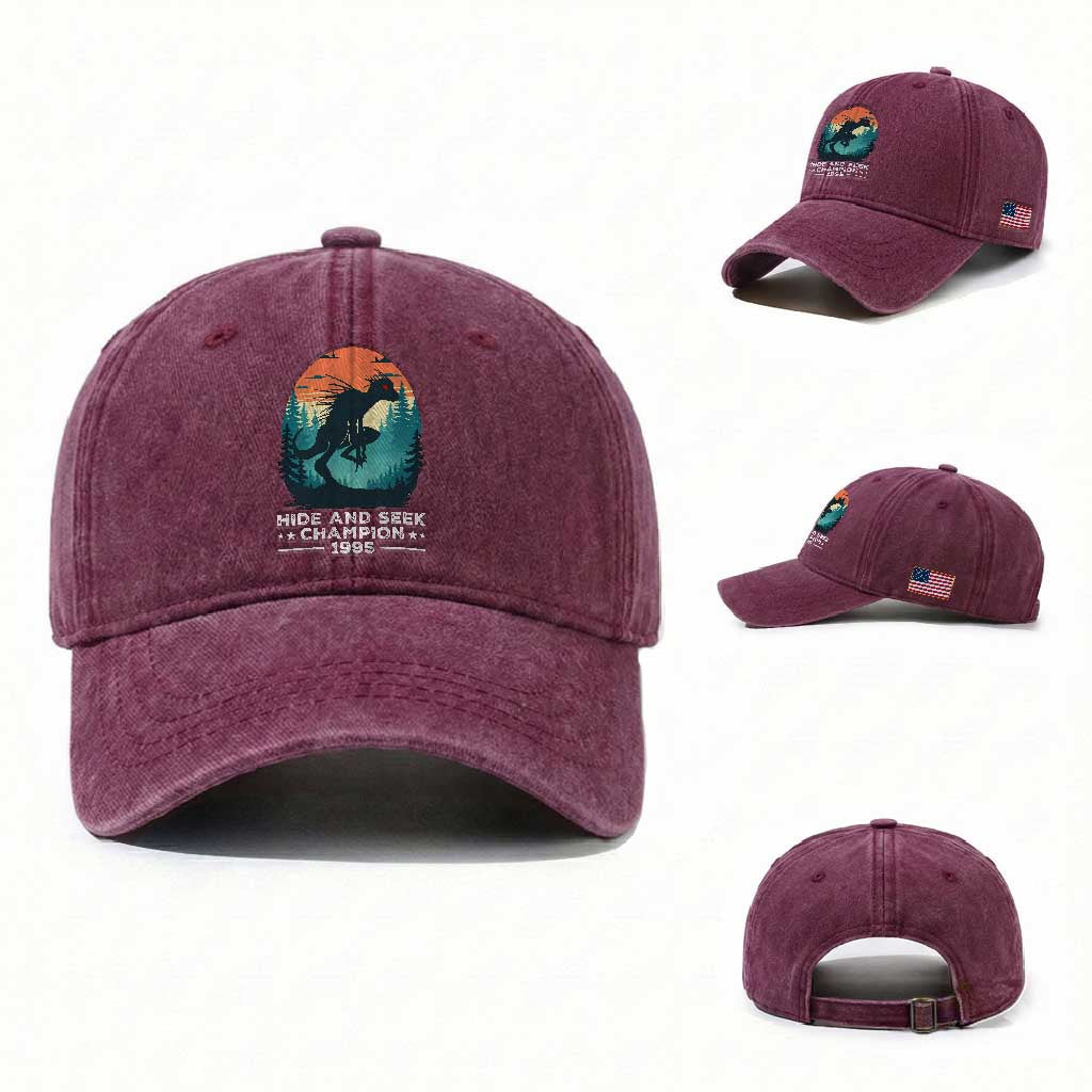 Chupacabra Washed Cotton Baseball Cap Gothic Humor Hide And Seek Champion Gift