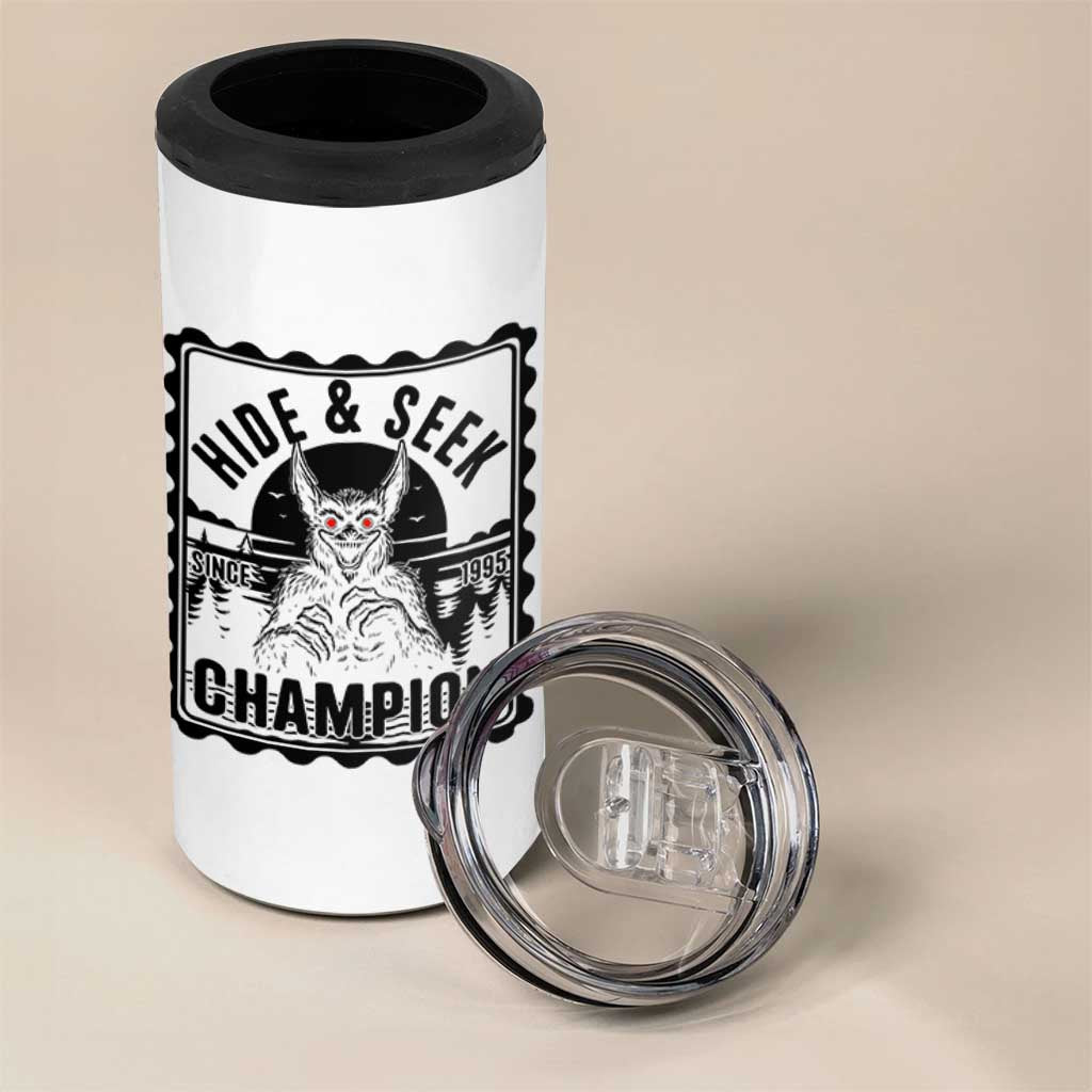 Chupacabra Hide And Seek Champion Since 1995 4 in 1 Can Cooler Tumbler Cryptid Gift