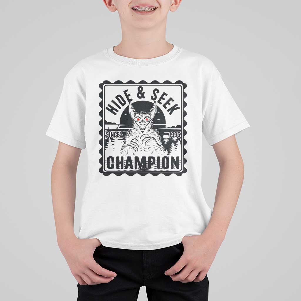Chupacabra Hide And Seek Champion Since 1995 T Shirt For Kid Cryptid Gift - Wonder Print Shop