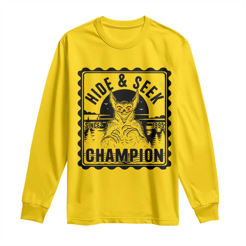Chupacabra Hide And Seek Champion Since 1995 Long Sleeve Shirt Cryptid Gift - Wonder Print Shop