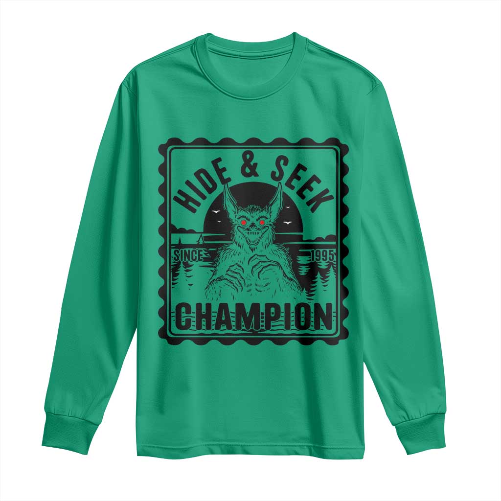 Chupacabra Hide And Seek Champion Since 1995 Long Sleeve Shirt Cryptid Gift - Wonder Print Shop