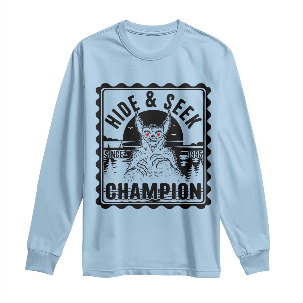 Chupacabra Hide And Seek Champion Since 1995 Long Sleeve Shirt Cryptid Gift - Wonder Print Shop
