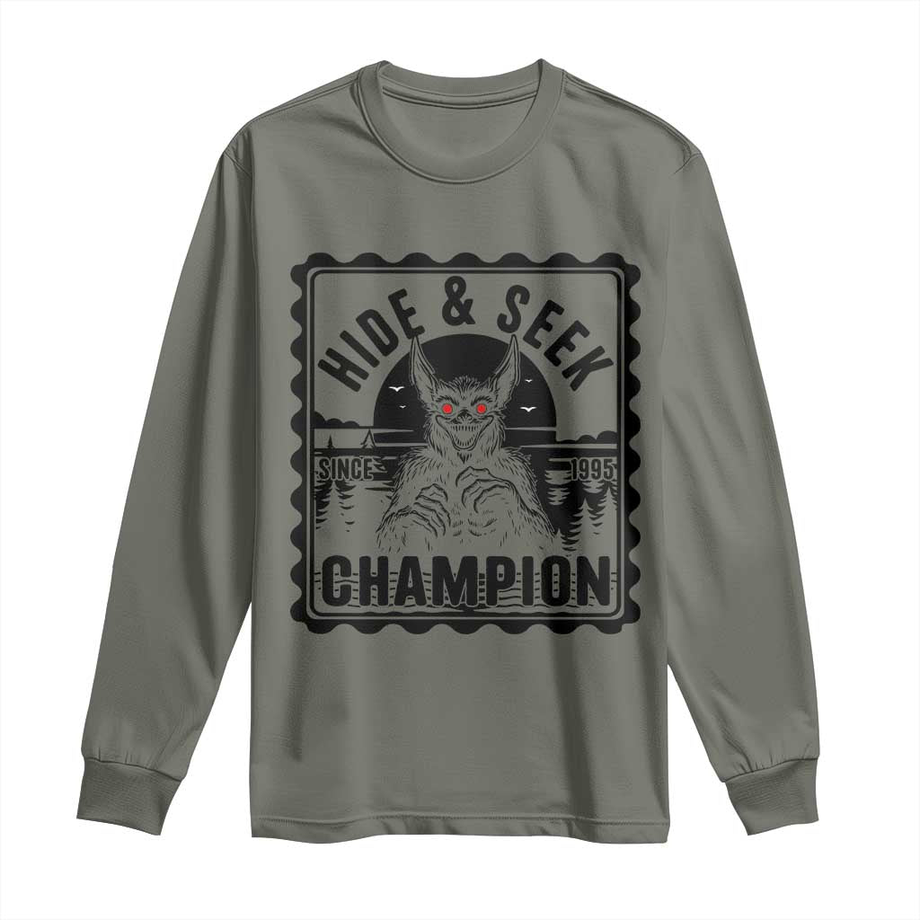 Chupacabra Hide And Seek Champion Since 1995 Long Sleeve Shirt Cryptid Gift - Wonder Print Shop