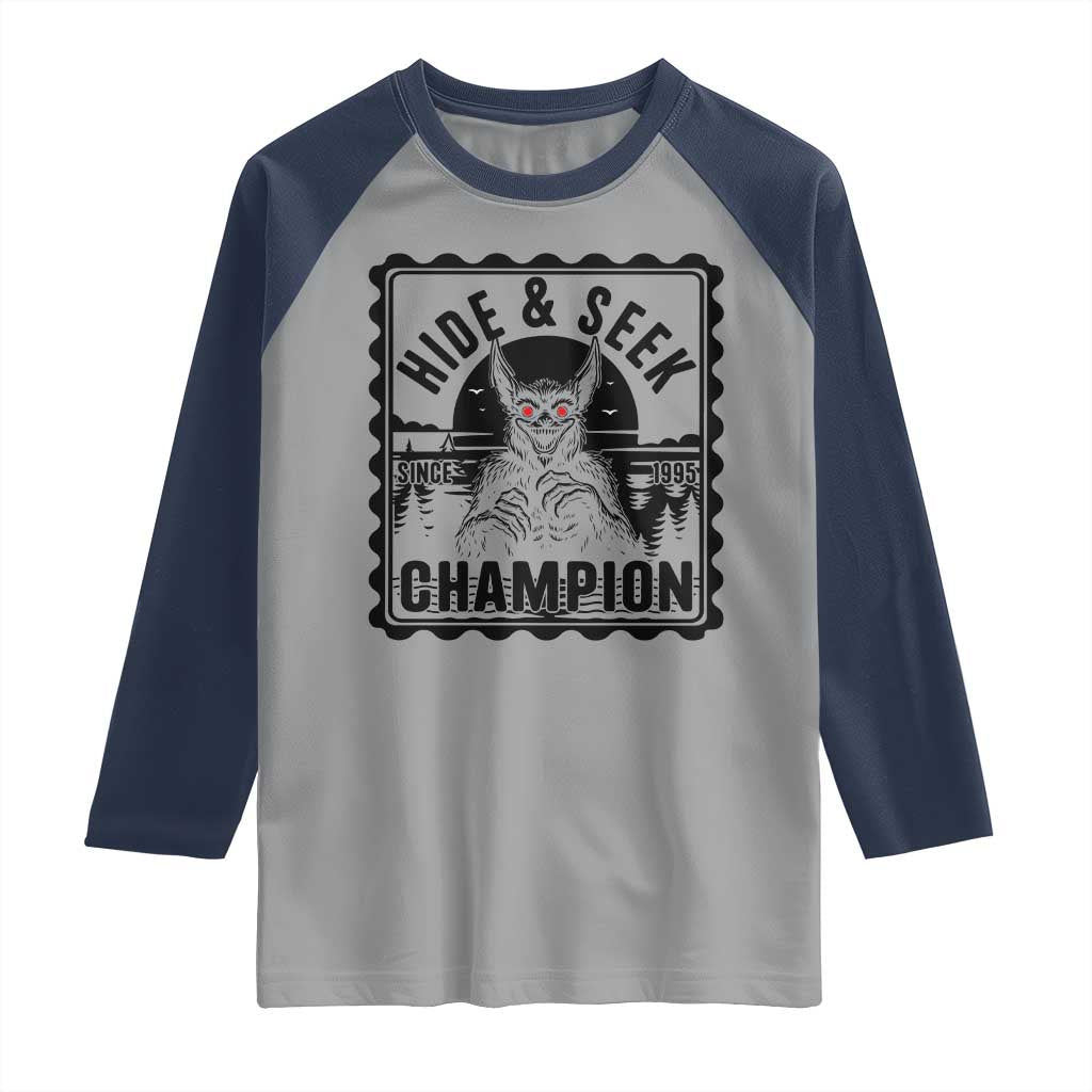 Chupacabra Hide And Seek Champion Since 1995 Raglan Shirt Cryptid Gift - Wonder Print Shop