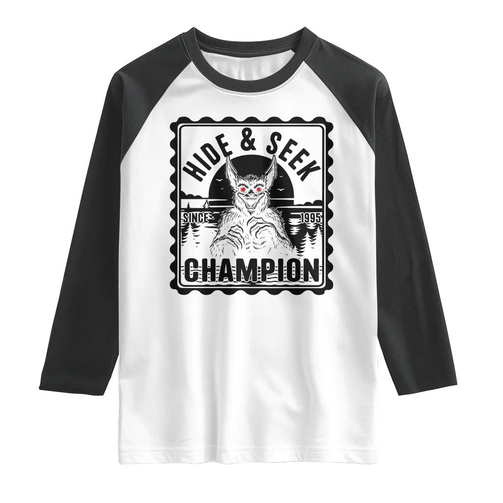 Chupacabra Hide And Seek Champion Since 1995 Raglan Shirt Cryptid Gift - Wonder Print Shop