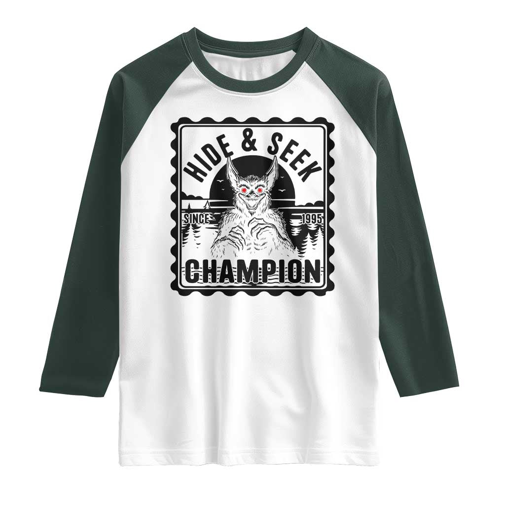 Chupacabra Hide And Seek Champion Since 1995 Raglan Shirt Cryptid Gift - Wonder Print Shop