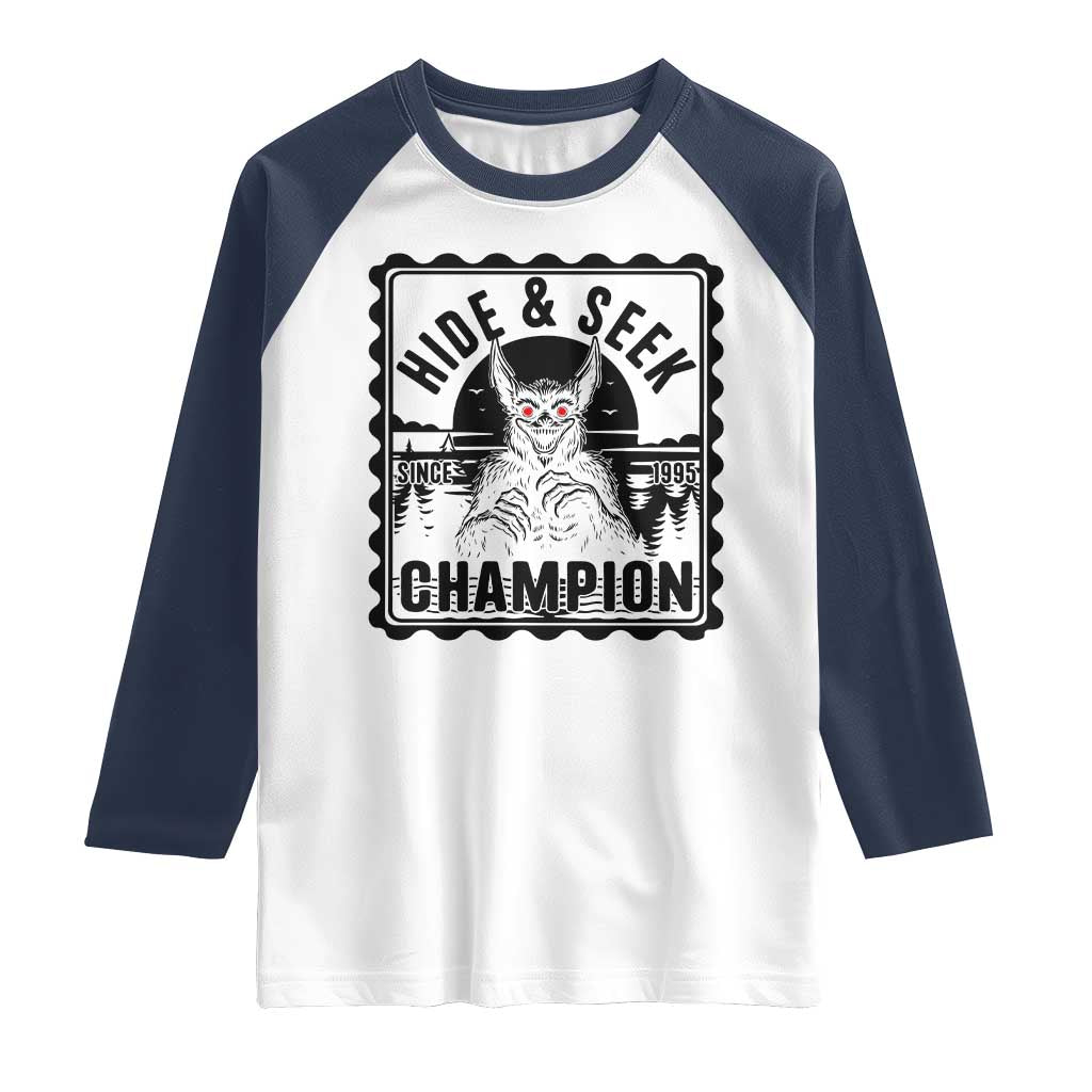 Chupacabra Hide And Seek Champion Since 1995 Raglan Shirt Cryptid Gift - Wonder Print Shop