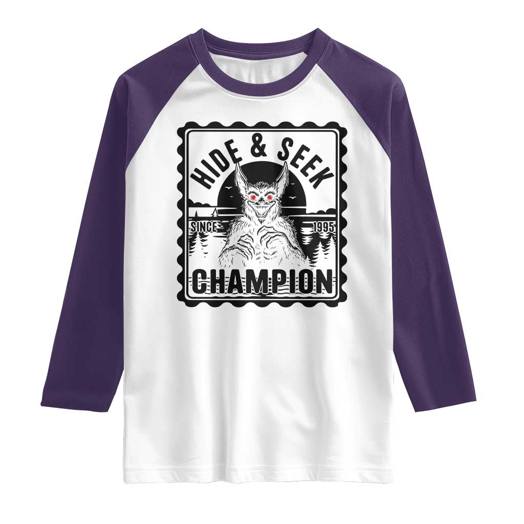 Chupacabra Hide And Seek Champion Since 1995 Raglan Shirt Cryptid Gift - Wonder Print Shop