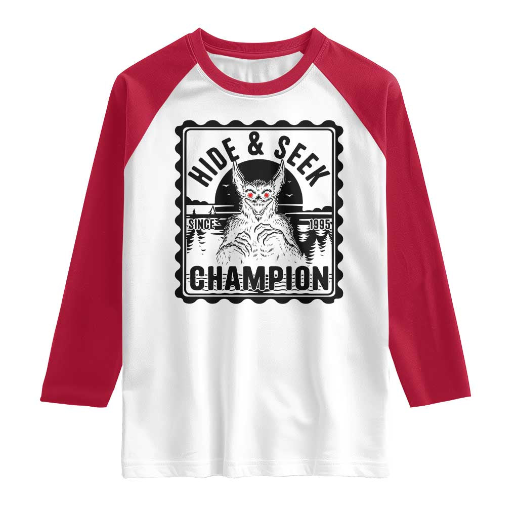 Chupacabra Hide And Seek Champion Since 1995 Raglan Shirt Cryptid Gift - Wonder Print Shop