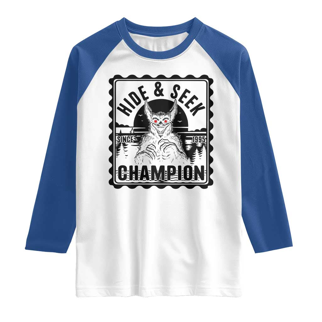 Chupacabra Hide And Seek Champion Since 1995 Raglan Shirt Cryptid Gift - Wonder Print Shop